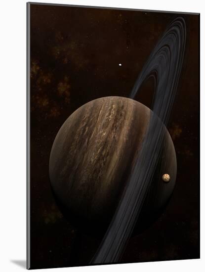 Artist's Concept of a Ringed Gas Giant and its Moons-Stocktrek Images-Mounted Photographic Print
