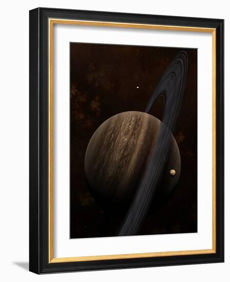 Artist's Concept of a Ringed Gas Giant and its Moons-Stocktrek Images-Framed Photographic Print