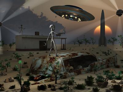 Artist's Concept of a Science Fiction Alien Landscape Photographic