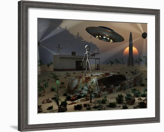 Artist's Concept of a Science Fiction Alien Landscape-Stocktrek Images-Framed Photographic Print