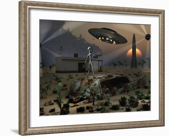 Artist's Concept of a Science Fiction Alien Landscape-Stocktrek Images-Framed Photographic Print