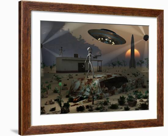 Artist's Concept of a Science Fiction Alien Landscape-Stocktrek Images-Framed Photographic Print