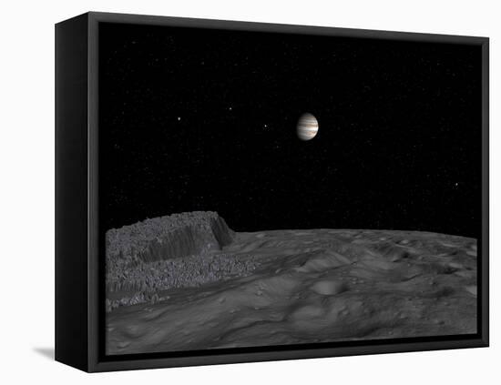 Artist's Concept of a View across the Surface of Themisto Towards Jupiter and its Moons-Stocktrek Images-Framed Premier Image Canvas