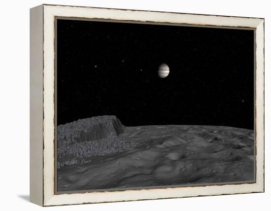 Artist's Concept of a View across the Surface of Themisto Towards Jupiter and its Moons-Stocktrek Images-Framed Premier Image Canvas