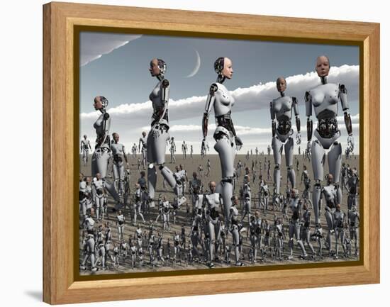 Artist's Concept of an Abundance of Androids with Artificial Intelligence-Stocktrek Images-Framed Premier Image Canvas