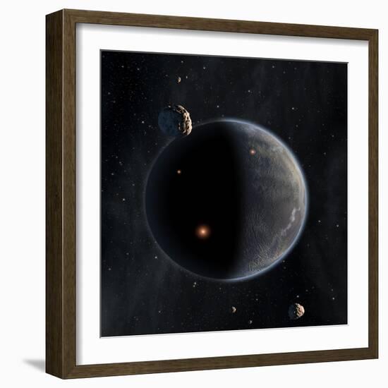 Artist's Concept of an Earth-Like Planet Rich in Carbon and Dry-null-Framed Art Print