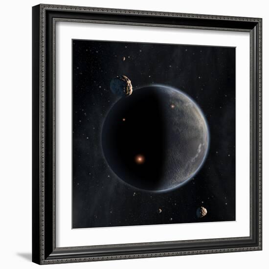 Artist's Concept of an Earth-Like Planet Rich in Carbon and Dry-null-Framed Art Print
