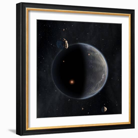 Artist's Concept of an Earth-Like Planet Rich in Carbon and Dry-null-Framed Art Print