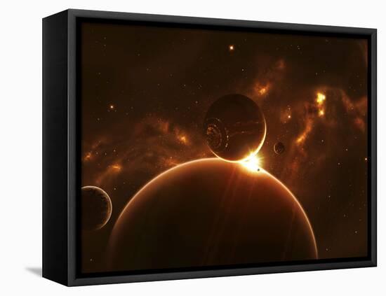 Artist's Concept of an Extraterrestrial World and its Various Moons-Stocktrek Images-Framed Premier Image Canvas