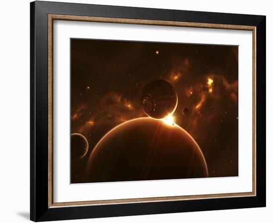 Artist's Concept of an Extraterrestrial World and its Various Moons-Stocktrek Images-Framed Photographic Print