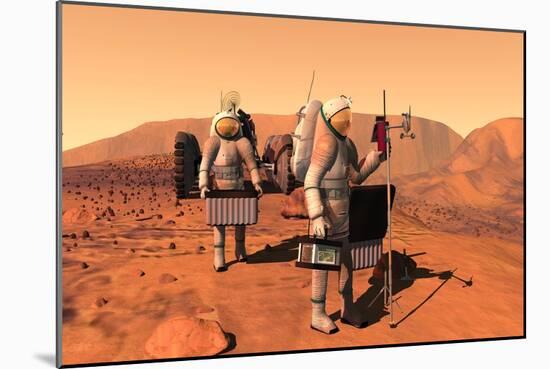 Artist's Concept of Astronauts Setting Up Weather Monitoring Equipment on Mars-null-Mounted Art Print