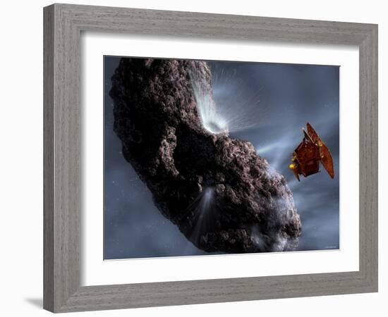 Artist's Concept of Deep Impact's Encounter with Comet Tempel 1-Stocktrek Images-Framed Photographic Print