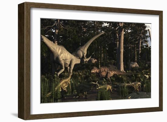 Artist's Concept of Fauna That Was Dominant in the Early Cretaceous Period-Stocktrek Images-Framed Art Print