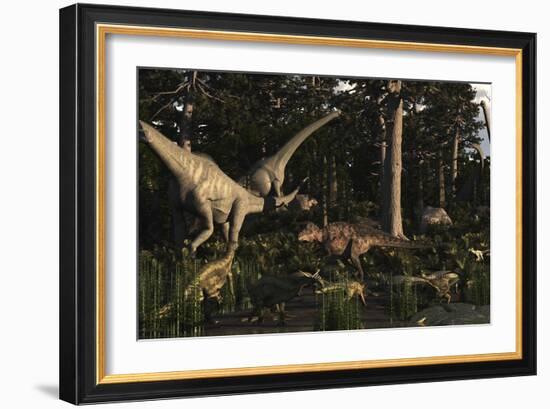 Artist's Concept of Fauna That Was Dominant in the Early Cretaceous Period-Stocktrek Images-Framed Art Print