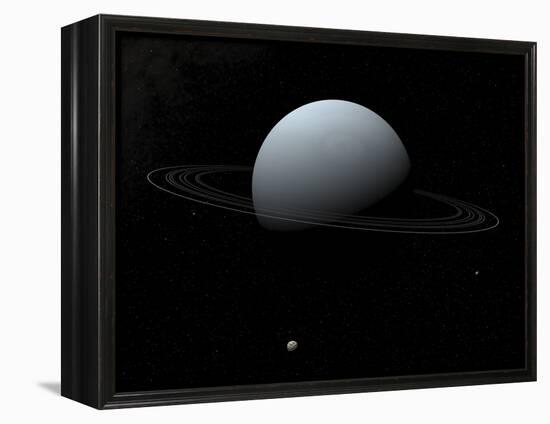 Artist's Concept of How Uranus and its Tiny Moon Puck-Stocktrek Images-Framed Premier Image Canvas