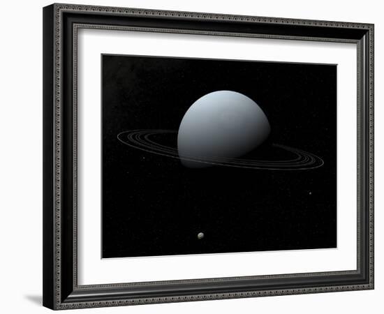 Artist's Concept of How Uranus and its Tiny Moon Puck-Stocktrek Images-Framed Photographic Print