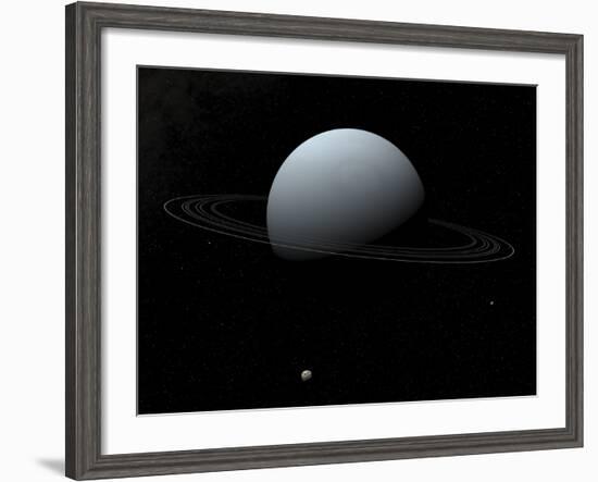 Artist's Concept of How Uranus and its Tiny Moon Puck-Stocktrek Images-Framed Photographic Print