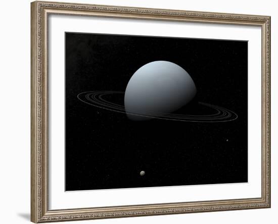 Artist's Concept of How Uranus and its Tiny Moon Puck-Stocktrek Images-Framed Photographic Print