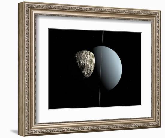 Artist's Concept of How Uranus and its Tiny Moon Puck-Stocktrek Images-Framed Photographic Print