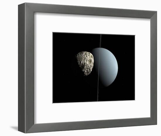 Artist's Concept of How Uranus and its Tiny Moon Puck-Stocktrek Images-Framed Photographic Print