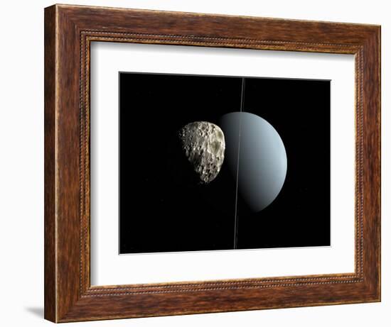 Artist's Concept of How Uranus and its Tiny Moon Puck-Stocktrek Images-Framed Photographic Print