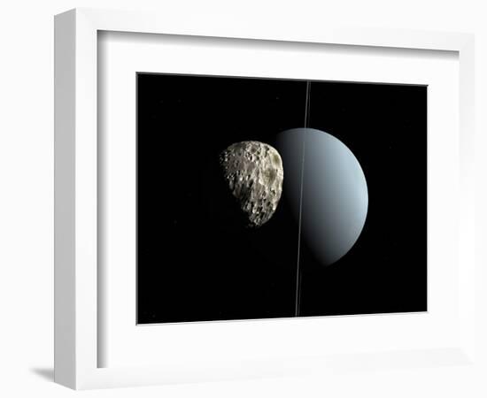 Artist's Concept of How Uranus and its Tiny Moon Puck-Stocktrek Images-Framed Photographic Print