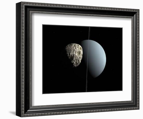 Artist's Concept of How Uranus and its Tiny Moon Puck-Stocktrek Images-Framed Photographic Print