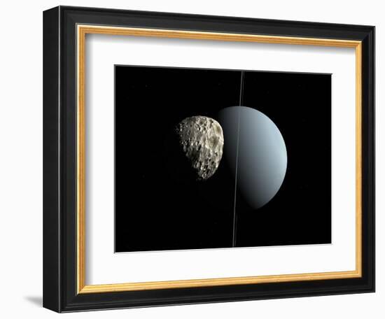 Artist's Concept of How Uranus and its Tiny Moon Puck-Stocktrek Images-Framed Photographic Print