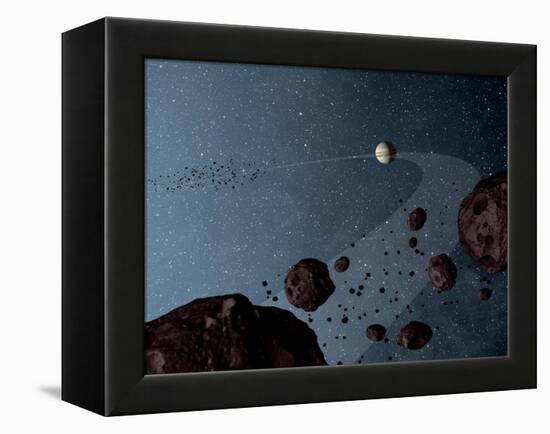 Artist's Concept of Jovian Trojans Asteroids-null-Framed Stretched Canvas