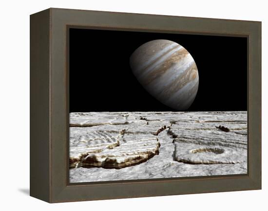 Artist's Concept of Jupiter as Seen across the Icy Surface of its Moon Europa-Stocktrek Images-Framed Premier Image Canvas