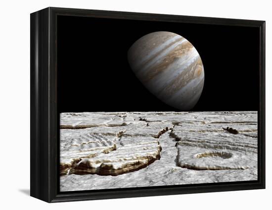 Artist's Concept of Jupiter as Seen across the Icy Surface of its Moon Europa-Stocktrek Images-Framed Premier Image Canvas
