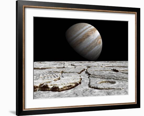 Artist's Concept of Jupiter as Seen across the Icy Surface of its Moon Europa-Stocktrek Images-Framed Photographic Print