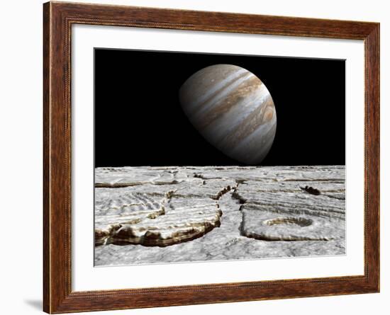 Artist's Concept of Jupiter as Seen across the Icy Surface of its Moon Europa-Stocktrek Images-Framed Photographic Print