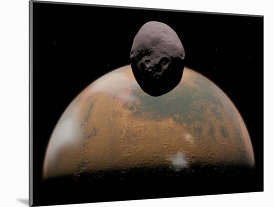 Artist's Concept of Mars and its Tiny Moon Phobos-Stocktrek Images-Mounted Photographic Print