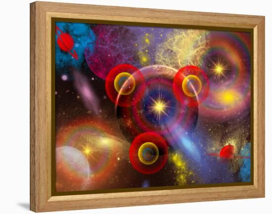 Artist's Concept of Planets and Stars Mixed Together in an Ever-Changing Nebula-Stocktrek Images-Framed Premier Image Canvas