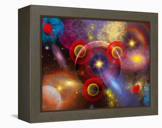 Artist's Concept of Planets and Stars Mixed Together in an Ever-Changing Nebula-Stocktrek Images-Framed Premier Image Canvas
