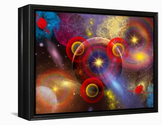 Artist's Concept of Planets and Stars Mixed Together in an Ever-Changing Nebula-Stocktrek Images-Framed Premier Image Canvas