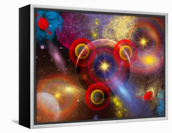 Artist's Concept of Planets and Stars Mixed Together in an Ever-Changing Nebula-Stocktrek Images-Framed Premier Image Canvas