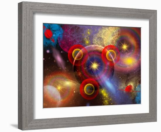 Artist's Concept of Planets and Stars Mixed Together in an Ever-Changing Nebula-Stocktrek Images-Framed Premium Photographic Print