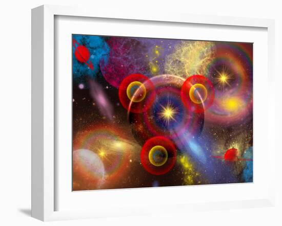 Artist's Concept of Planets and Stars Mixed Together in an Ever-Changing Nebula-Stocktrek Images-Framed Photographic Print