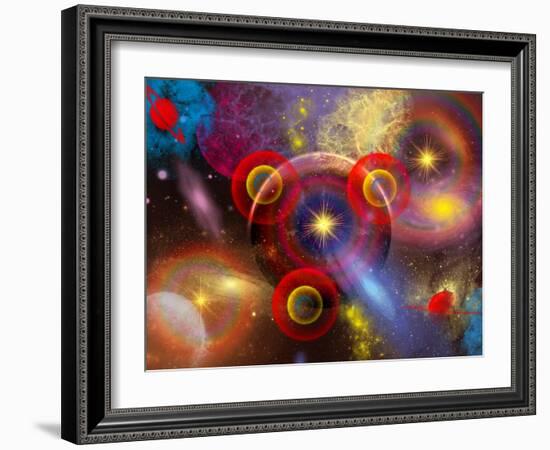 Artist's Concept of Planets and Stars Mixed Together in an Ever-Changing Nebula-Stocktrek Images-Framed Photographic Print