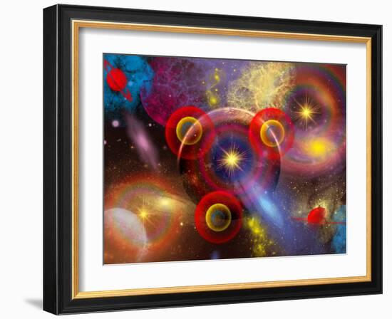 Artist's Concept of Planets and Stars Mixed Together in an Ever-Changing Nebula-Stocktrek Images-Framed Photographic Print