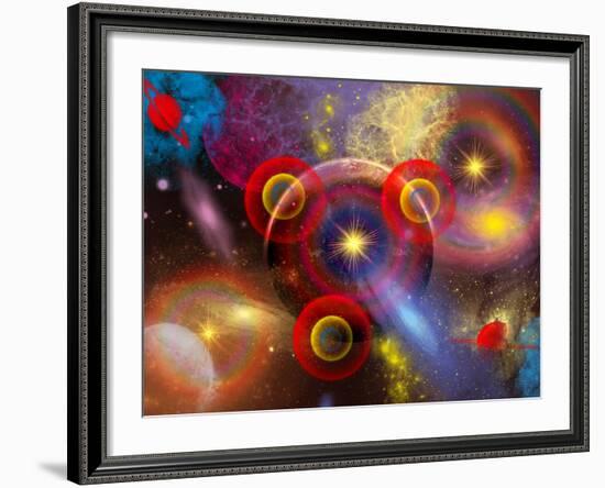 Artist's Concept of Planets and Stars Mixed Together in an Ever-Changing Nebula-Stocktrek Images-Framed Photographic Print