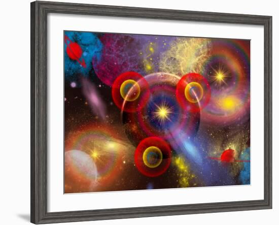 Artist's Concept of Planets and Stars Mixed Together in an Ever-Changing Nebula-Stocktrek Images-Framed Photographic Print