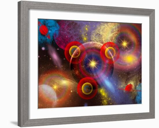 Artist's Concept of Planets and Stars Mixed Together in an Ever-Changing Nebula-Stocktrek Images-Framed Photographic Print