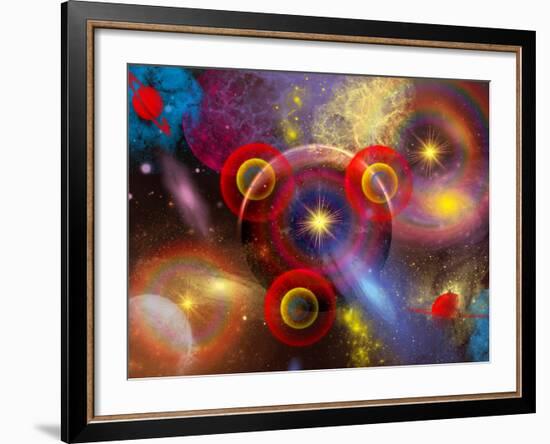 Artist's Concept of Planets and Stars Mixed Together in an Ever-Changing Nebula-Stocktrek Images-Framed Photographic Print