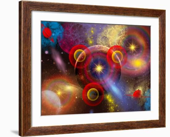 Artist's Concept of Planets and Stars Mixed Together in an Ever-Changing Nebula-Stocktrek Images-Framed Photographic Print