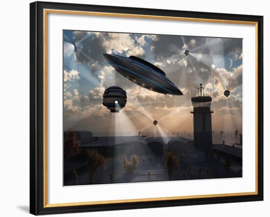 Artist's Concept of Stealth Technology Being Developed on Area 51-Stocktrek Images-Framed Photographic Print