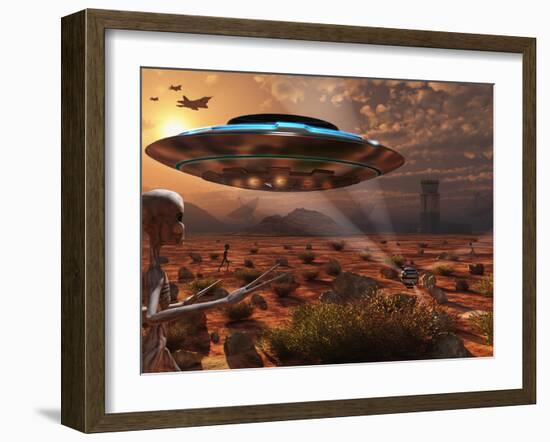 Artist's Concept of Stealth Technology Being Developed on Area 51-Stocktrek Images-Framed Photographic Print