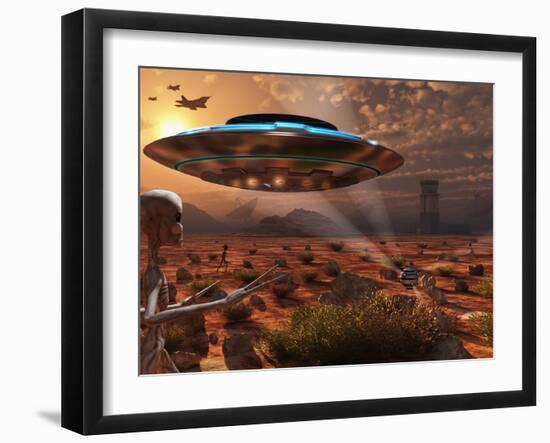 Artist's Concept of Stealth Technology Being Developed on Area 51-Stocktrek Images-Framed Photographic Print